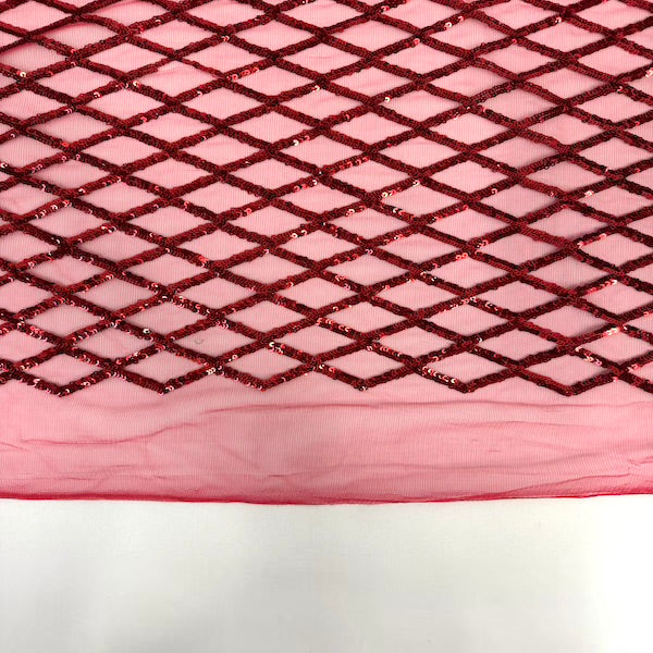 Sequins Stretch Mesh Fabric Diamond Pattern