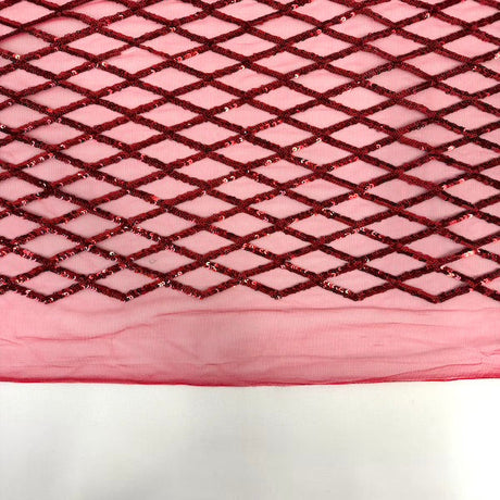 Sequins Stretch Mesh Fabric Diamond Pattern