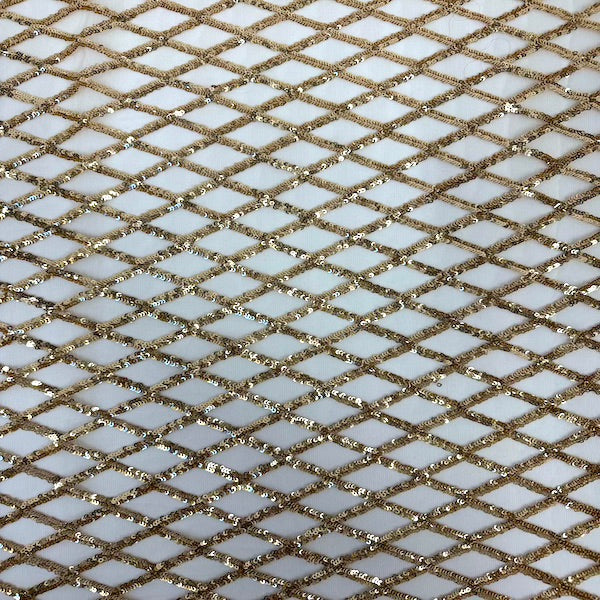 Sequins Stretch Mesh Fabric Diamond Pattern