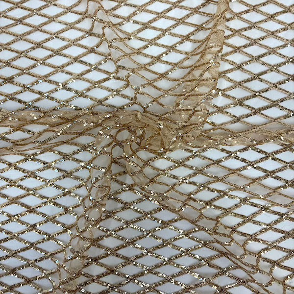 Sequins Stretch Mesh Fabric Diamond Pattern