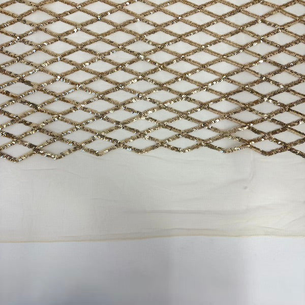 Sequins Stretch Mesh Fabric Diamond Pattern