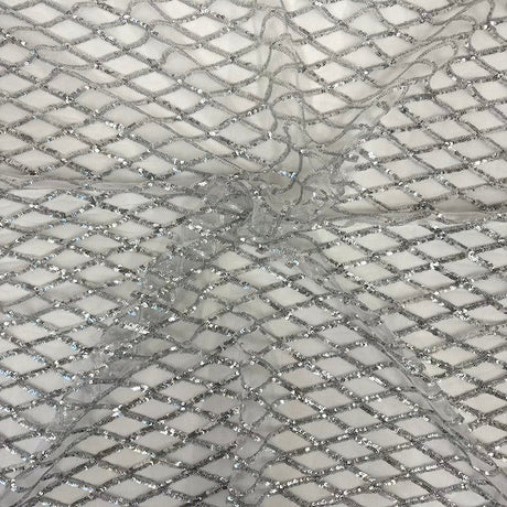 Sequins Stretch Mesh Fabric Diamond Pattern