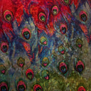Polyester Spandex Peacock Print Hologram Fabric