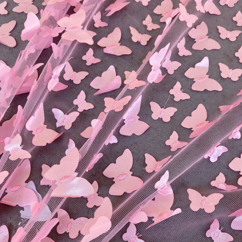 3D Baby Pink Butterfly Lace