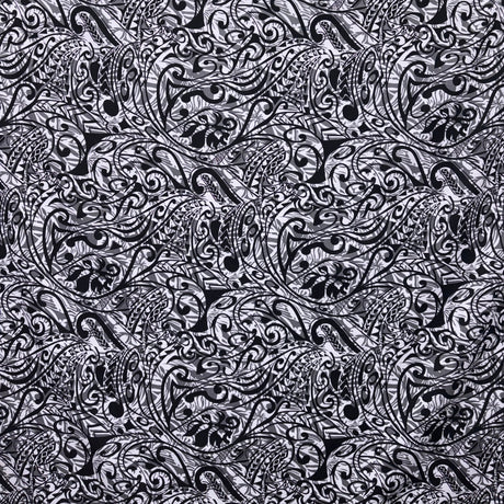 Cotton Barkcloth Polynesian Tribal Stems & Leaves Fabric