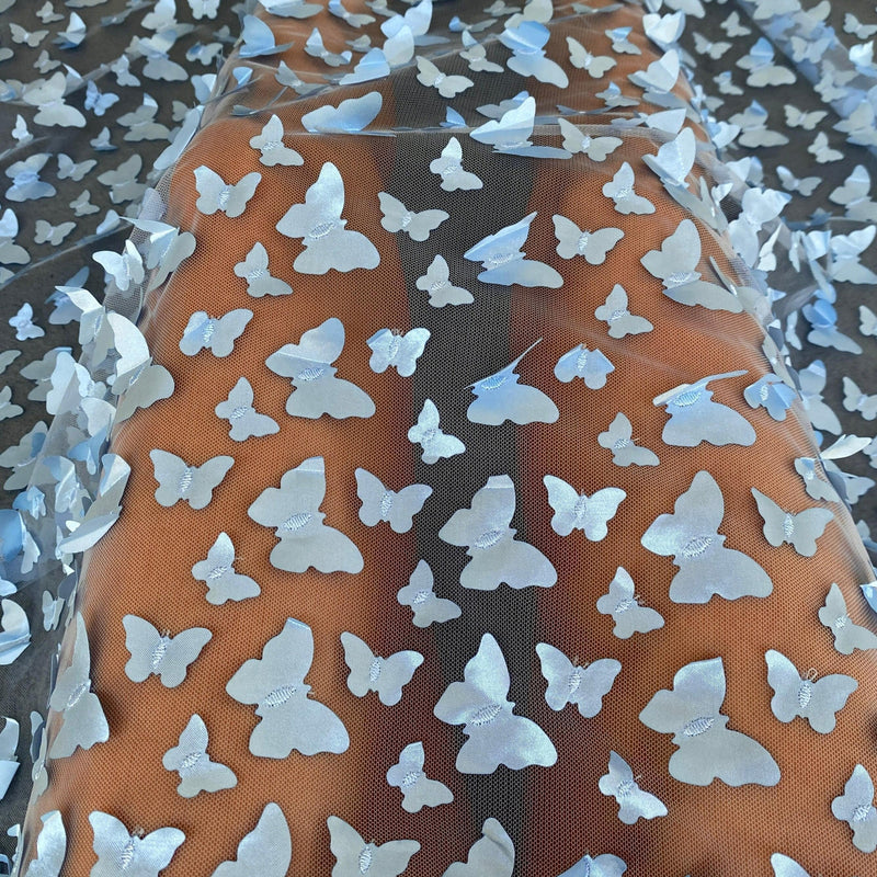 3D Baby Blue Butterfly Lace