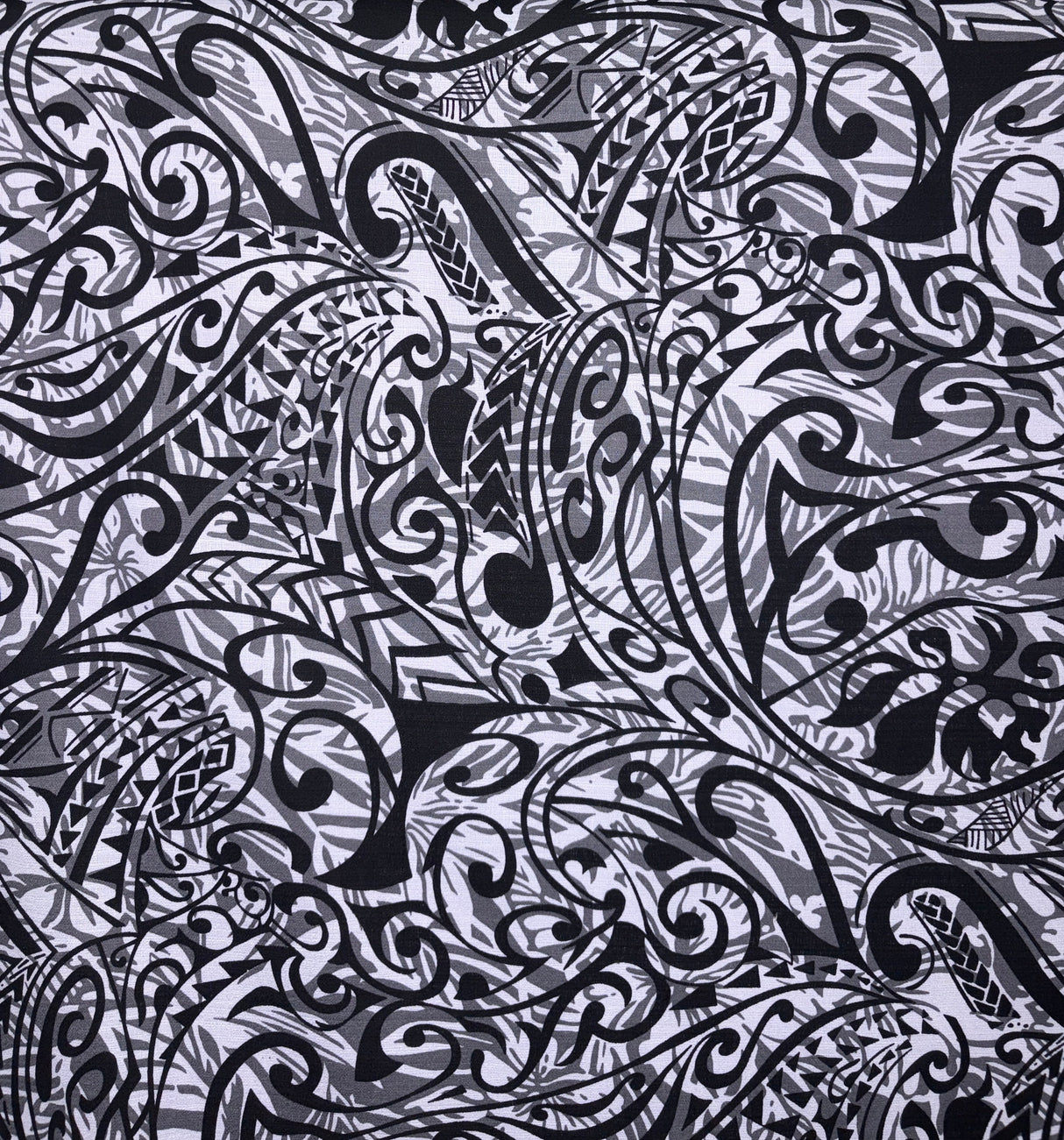 Polynesian Tribal Stems & Leaves Cotton Light Barkcloth Fabric - All Over Design, 36" X 45", 1 Yard