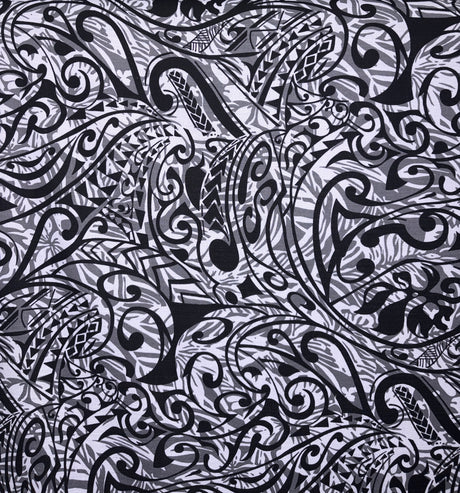 Cotton Barkcloth Polynesian Tribal Stems & Leaves Fabric