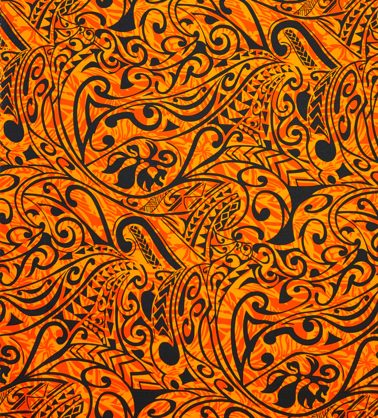 Polynesian Tribal Stems & Leaves Cotton Light Barkcloth Fabric - All Over Design, 36" X 45", 1 Yard