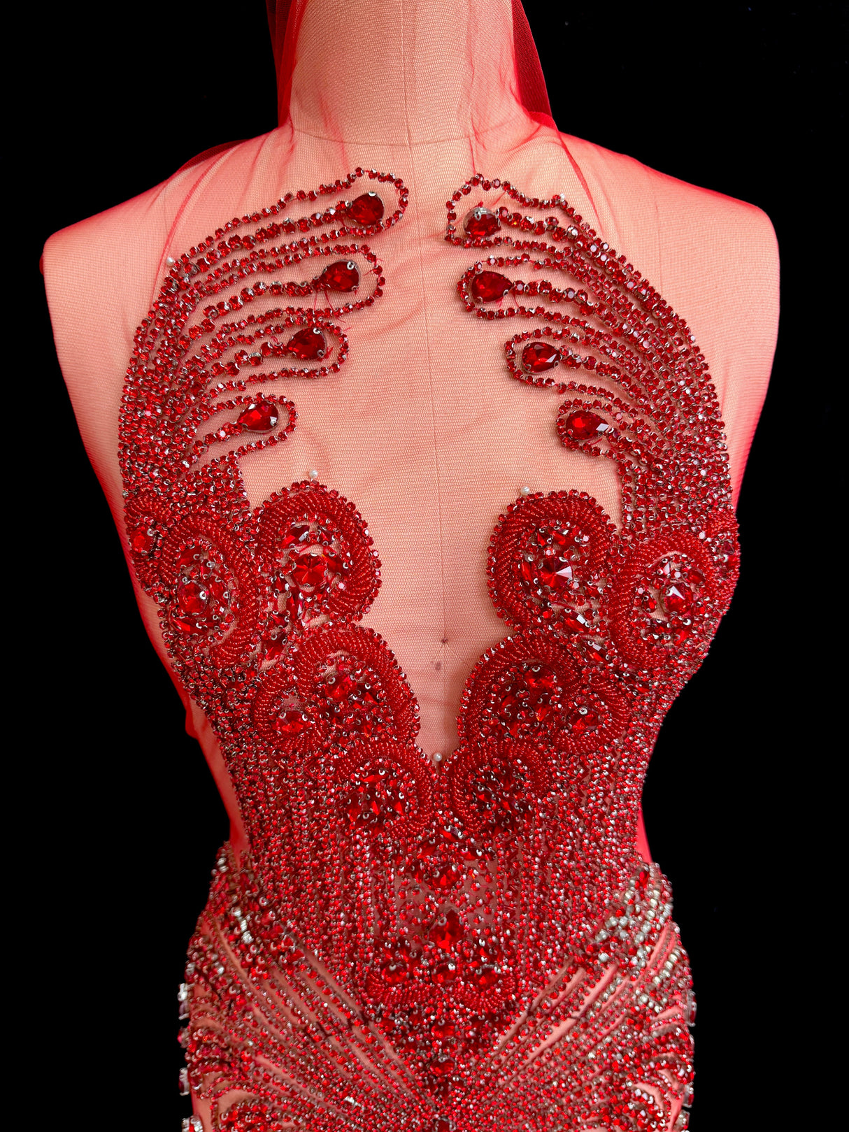 Red Rhinestone Bodice Applique