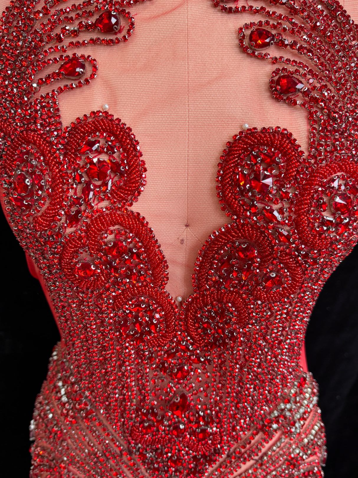 Red Rhinestone Bodice Applique