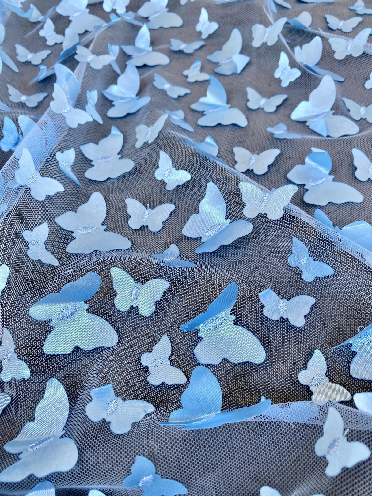 3D Baby Blue Butterfly Lace