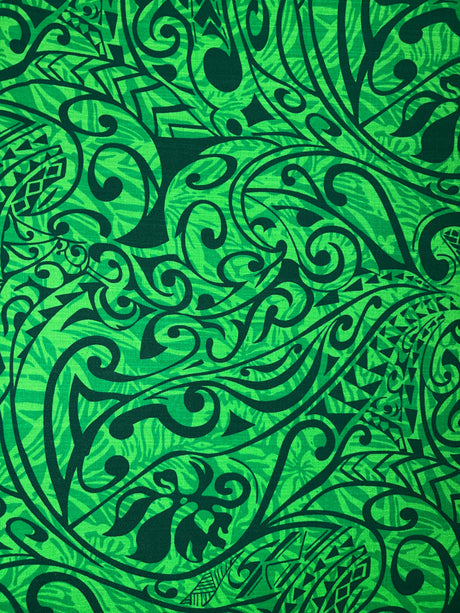 Cotton Barkcloth Polynesian Tribal Stems & Leaves Fabric
