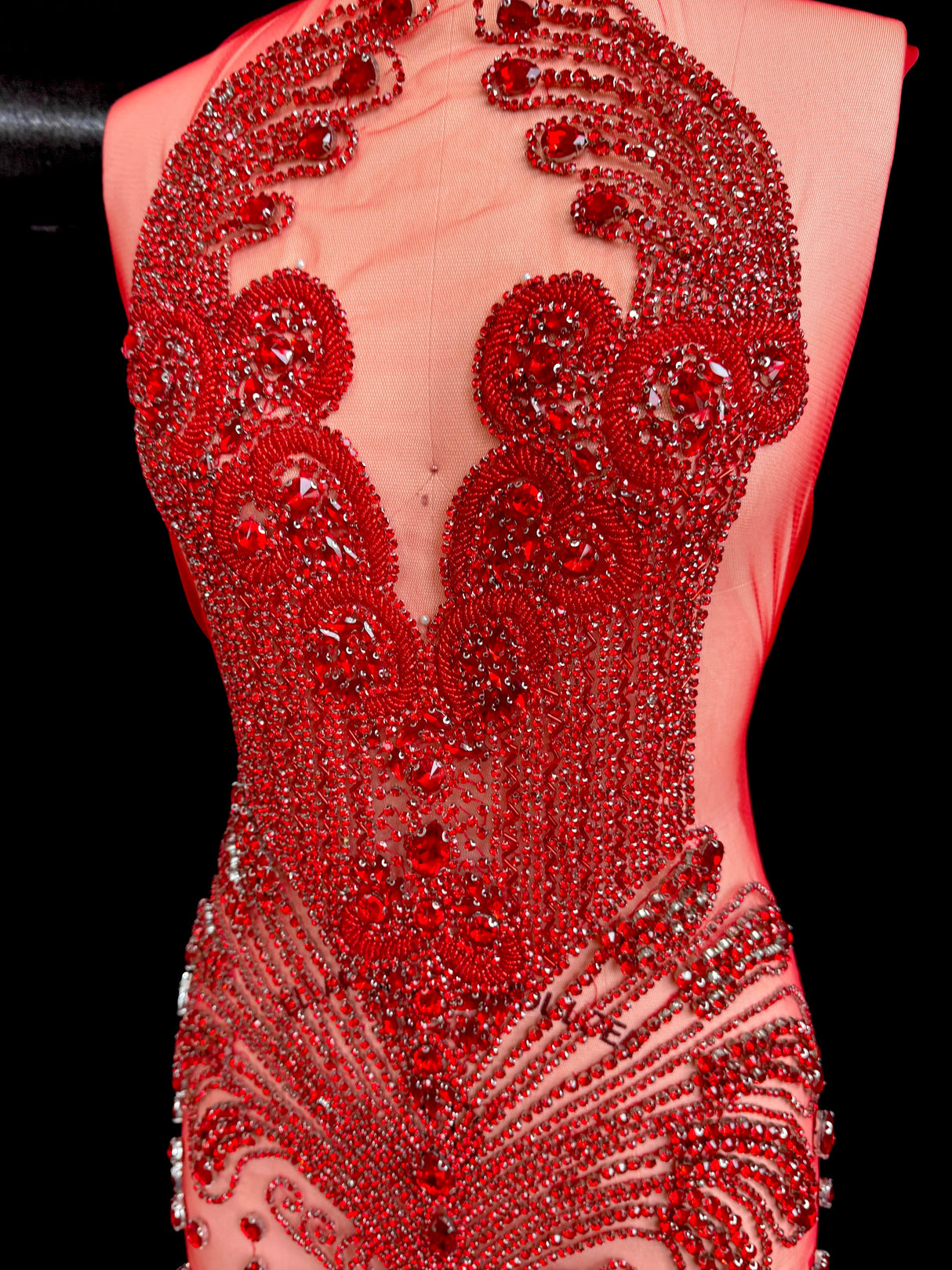 Red Rhinestone Bodice Applique