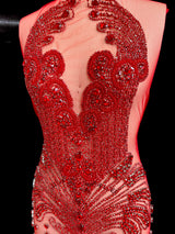 Red Rhinestone Bodice Applique