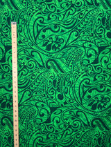 Polynesian Tribal Stems & Leaves Cotton Light Barkcloth Fabric - All Over Design, 36" X 45", 1 Yard