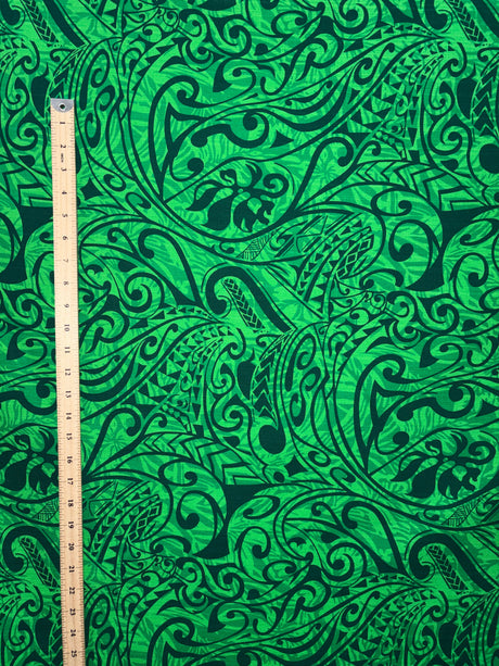 Cotton Barkcloth Polynesian Tribal Stems & Leaves Fabric