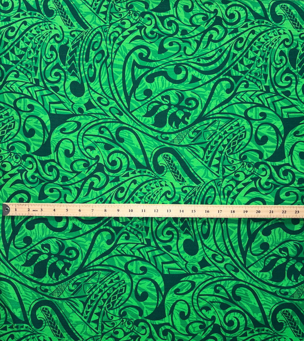 Polynesian Tribal Stems & Leaves Cotton Light Barkcloth Fabric - All Over Design, Mustard/Brown, 36" X 45" (1 Yard)