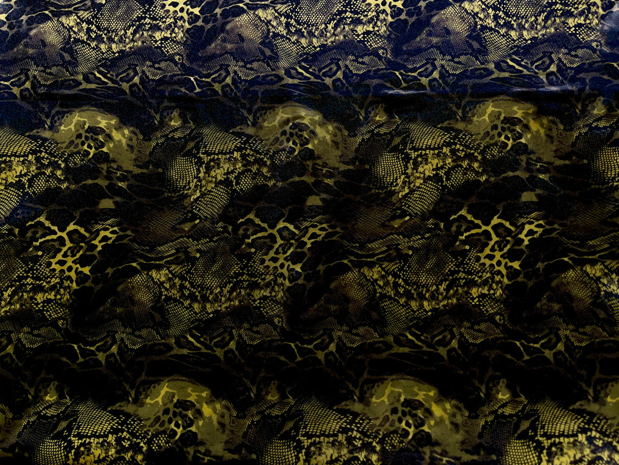 New Holographic Snakeskin Design Foil Nylon Spandex Fabric - Yellow, White, 58 To 60 Inches Wide
