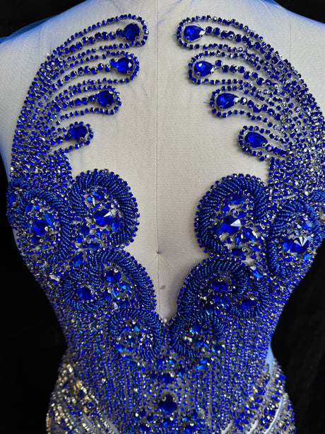 Royal Blue Rhinestone Bodice Applique
