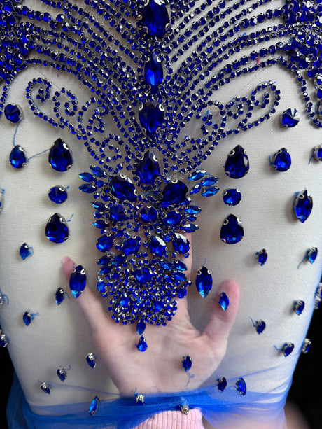 Royal Blue Rhinestone Bodice Applique