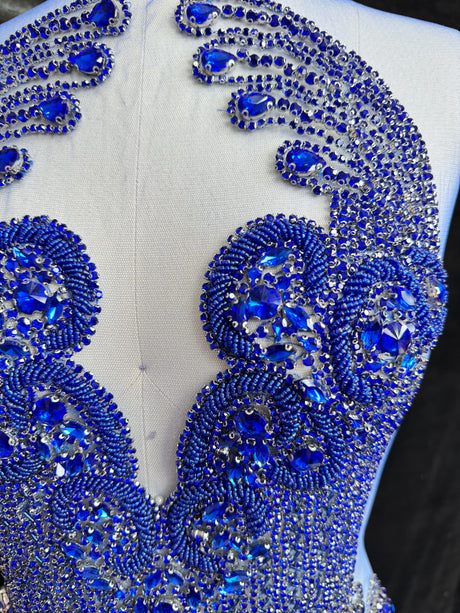 Royal Blue Rhinestone Bodice Applique