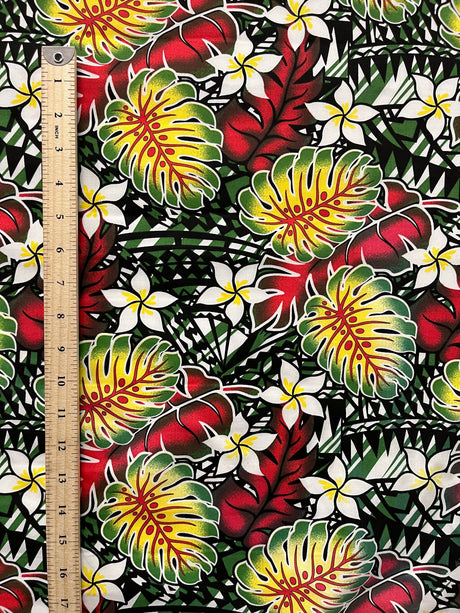 Poly-Cotton Tropical Monstera Fabric