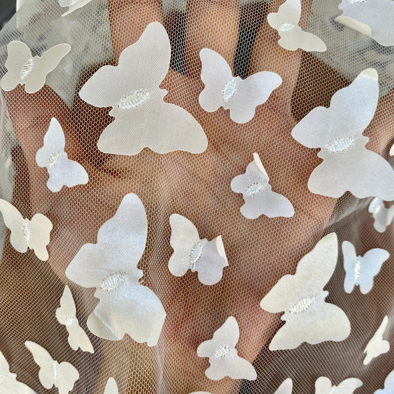 3D Ivory Butterfly Lace