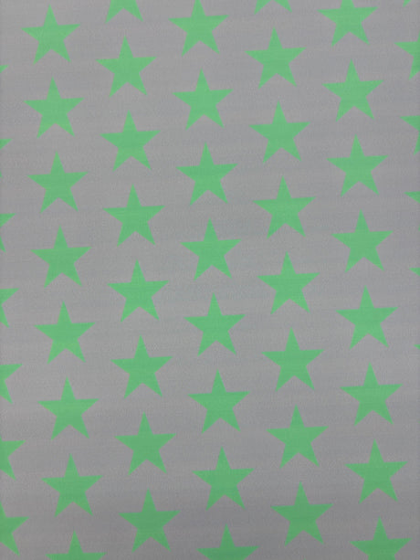 Lilac And Green Star Printed Spandex Fabric - Lilac And Green Star Print, 58"/60" Width (1 Yard)