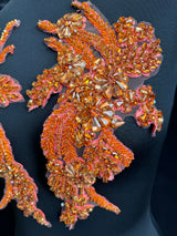 Orange Rhinestone Applique