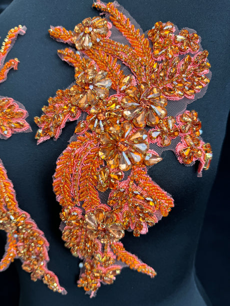 Orange Rhinestone Applique