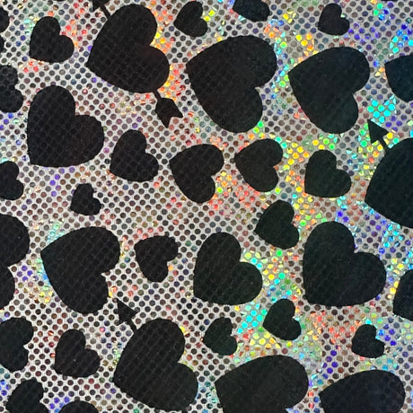 Nylon Spandex Heart Foil Metallic Fabric