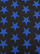 Black And Blue Star Printed Spandex Fabric - Black And Blue Star Print, 58"/60" Width (1 Yard)