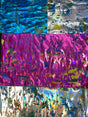 Multicolored Lava Swirls Under Beautiful Colored Foil Polyester Spandex Fabric - Turquoise, Fuchsia, Silver, Foil Print, 58 To 60 Inches Wide