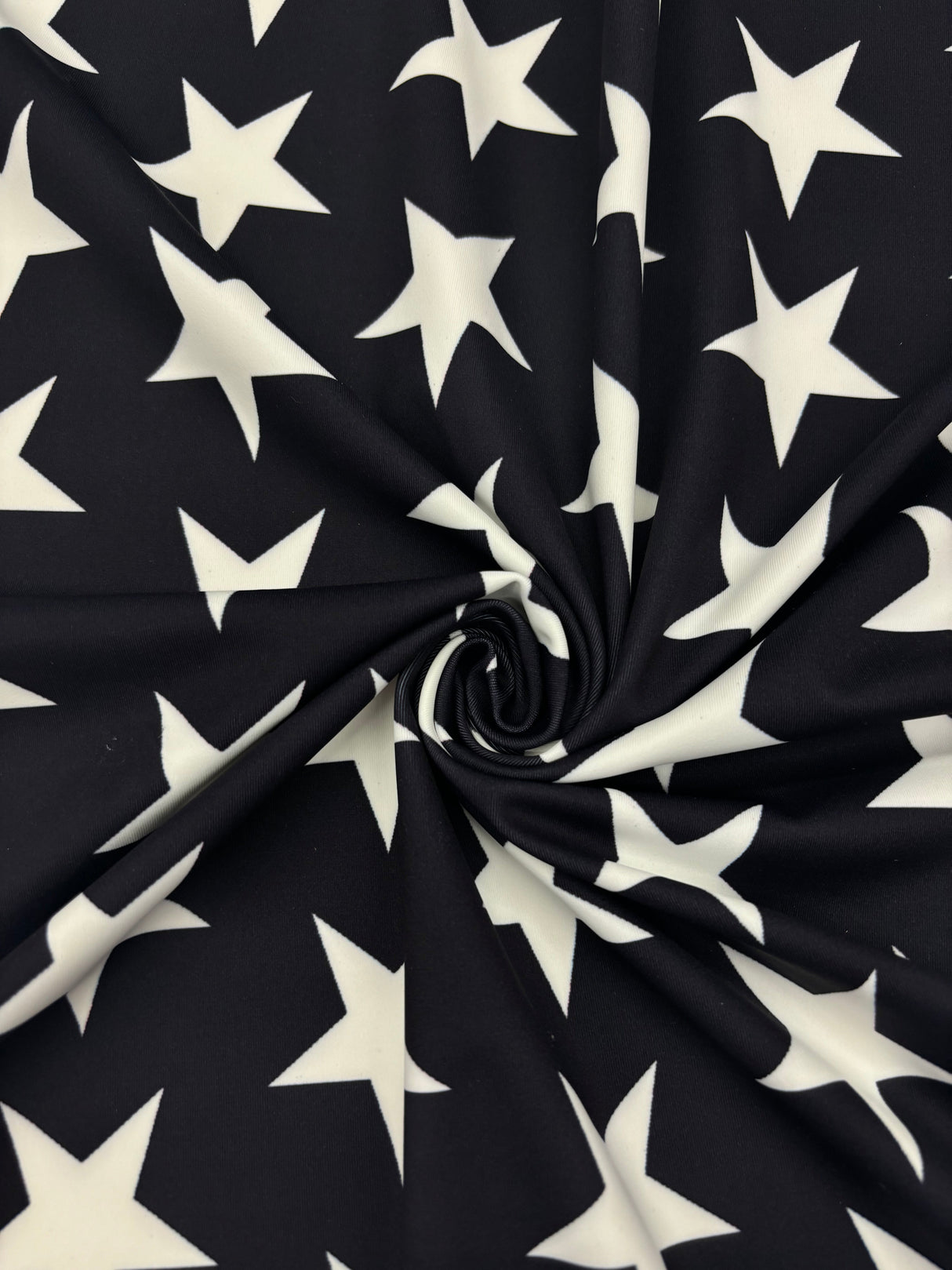 Black And White Star Printed Polyester Spandex Fabric - Black And White Star Print, 58"/60" Width (1 Yard)