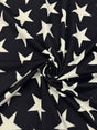 Black And White Star Printed Polyester Spandex Fabric - Black And White Star Print, 58"/60" Width (1 Yard)