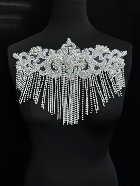 Silver Fringe Rhinestone Applique