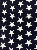 Black And White Star Printed Polyester Spandex Fabric - Black And White Star Print, 58"/60" Width (1 Yard)