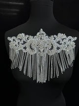 Silver Fringe Rhinestone Applique