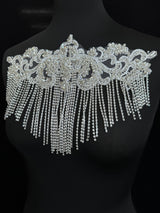 Silver Fringe Rhinestone Applique