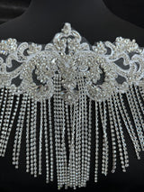 Silver Fringe Rhinestone Applique