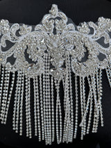 Silver Fringe Rhinestone Applique