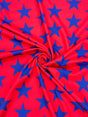 Red And Blue Star Printed Polyester Spandex Fabric - Red And Blue Star Print, 58"/60" Width (1 Yard)