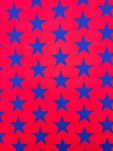 1 Yard Red and Blue Star Print Four Way Stretch Spandex Fabric for Swimwear Leggings Costumes 58"/60" Width