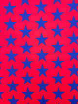 Red And Blue Star Printed Polyester Spandex Fabric - Red And Blue Star Print, 58"/60" Width (1 Yard)