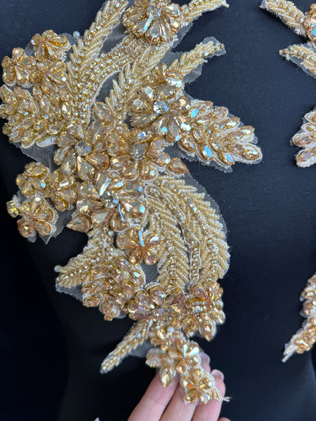 Gold Champagne Rhinestone Applique
