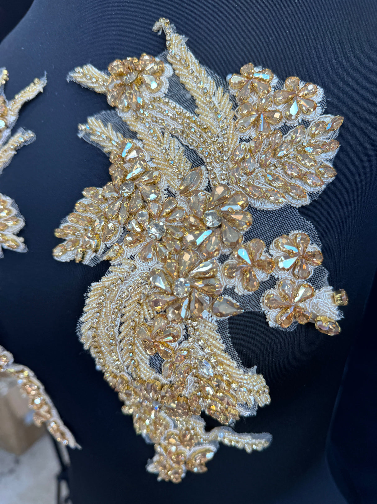 Gold Champagne Rhinestone Applique