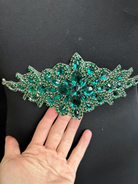 Emerald Green Rhinestone Applique