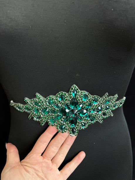 Emerald Green Rhinestone Applique