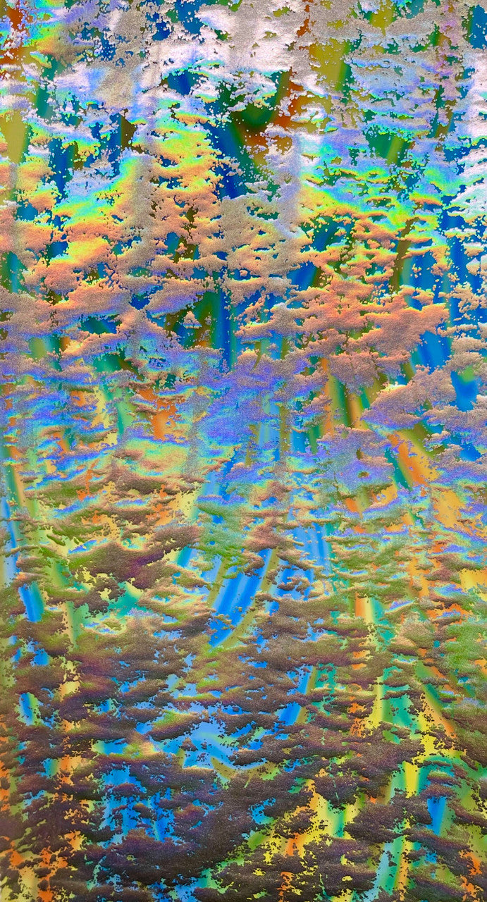 Multicolored Lava Swirls Under Beautiful Colored Foil Polyester Spandex Fabric - Turquoise, Fuchsia, Silver, Foil Print, 58 To 60 Inches Wide